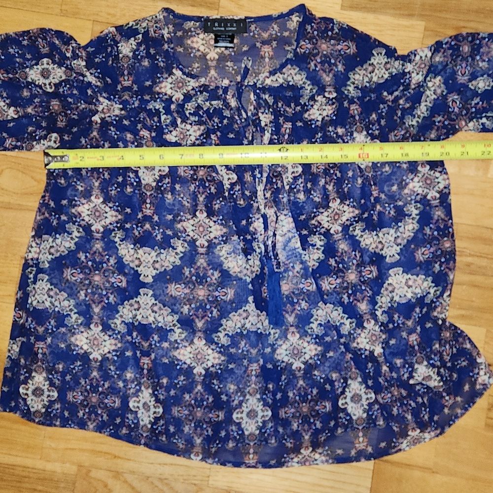 Trixxi Clothing Company Unlined Shirt Women S Navy Orange White Polyester - Picture 6 of 8
